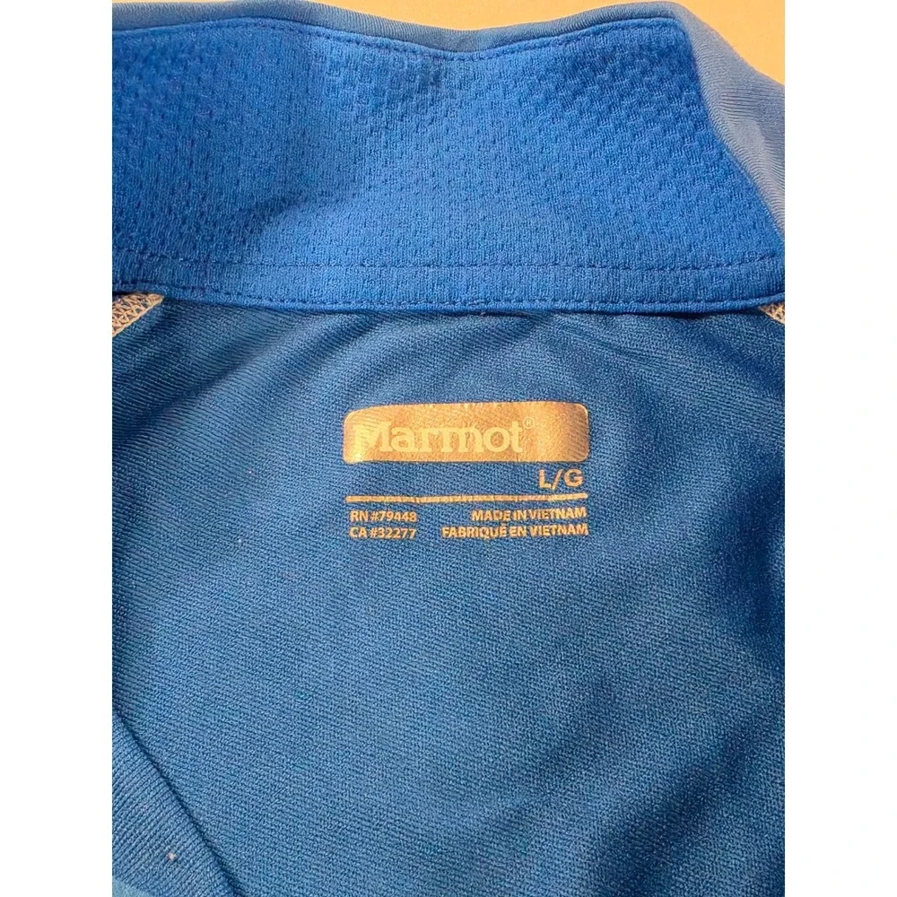 Marmot Mens Blue Quarter Zip Pullover Mesh Panel Athletic Hiking Top Large